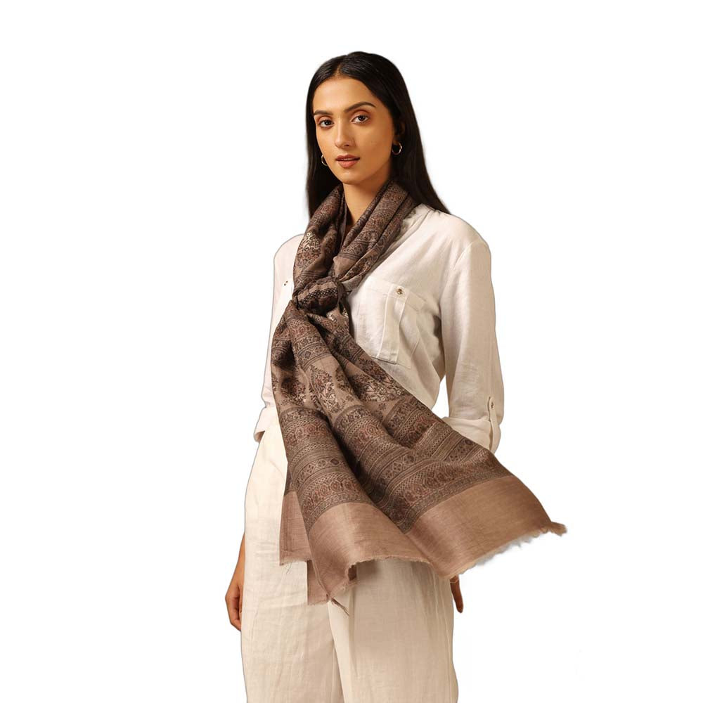 Dusala India Brown Rhea Cashmere Stole