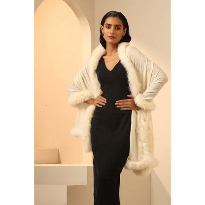 Dusala India Cream Christy Cashmere Fur Stole
