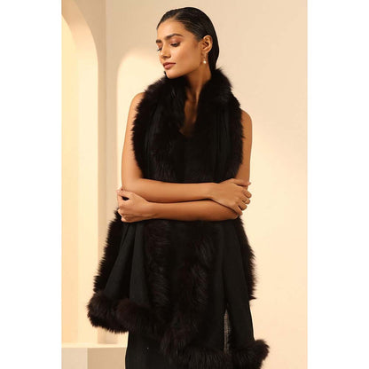 Dusala India Black Athena Cashmere Fur Stole