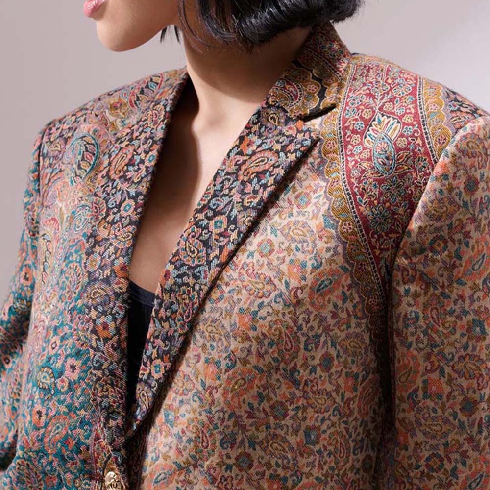 Dusala India Tashi Fine Wool Silk Multi-Color Blazer