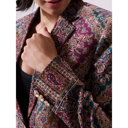 Dusala India Teertha Fine Wool Silk Multi-Color Blazer