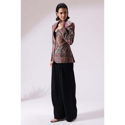 Dusala India Teertha Fine Wool Silk Multi-Color Blazer