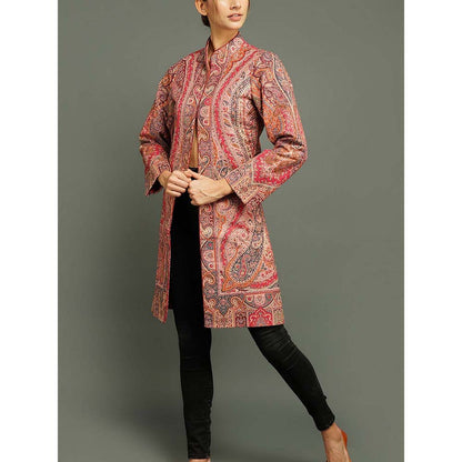 Dusala India Long Paisley Vintage Red Coat
