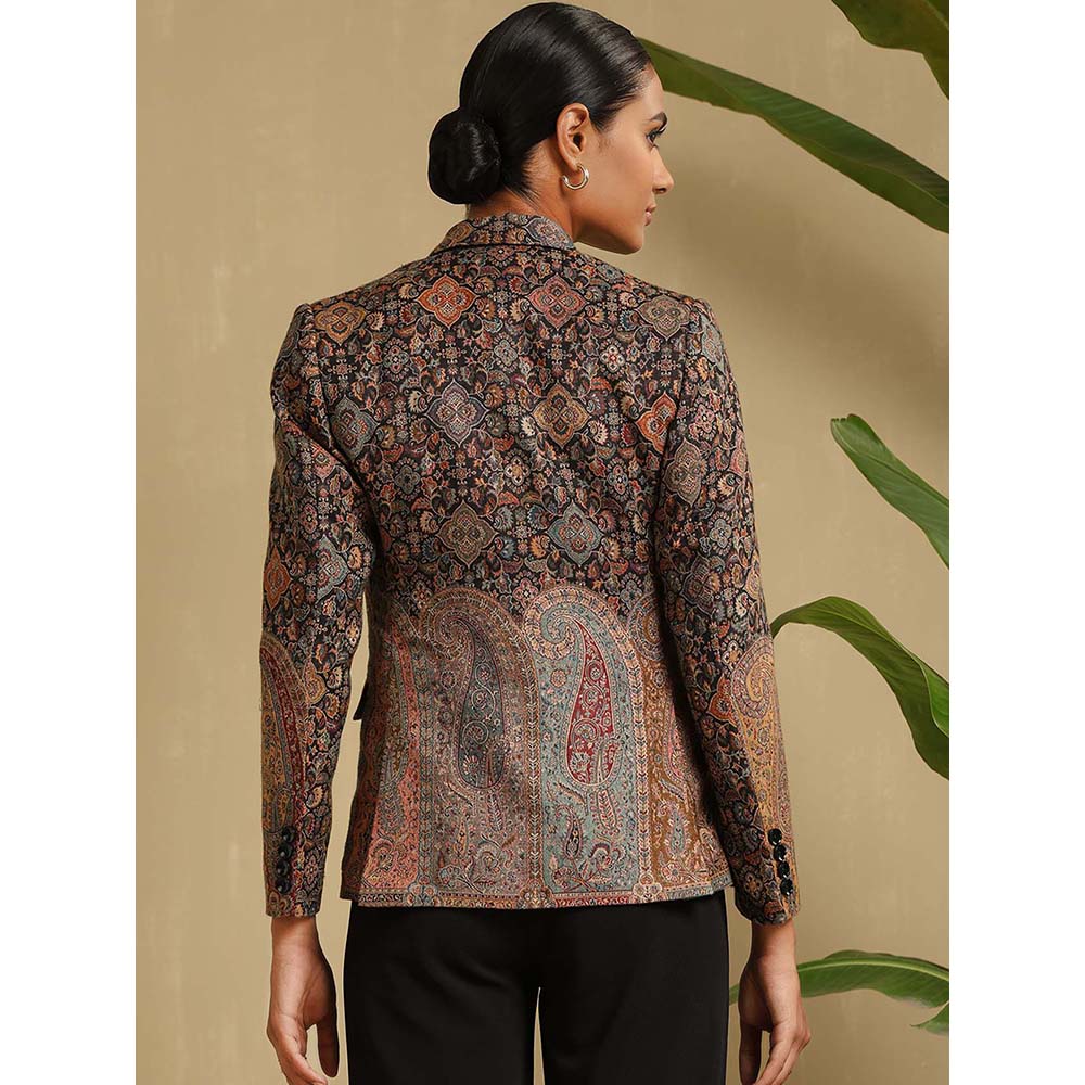 Dusala India Raji Fine Wool Silk Full Black Blazer