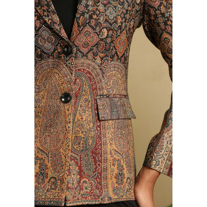 Dusala India Raji Fine Wool Silk Full Black Blazer