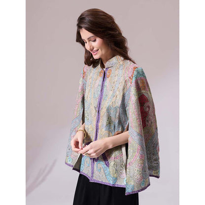Dusala India Tanishi Pashmina Blended Multi-Color Cape