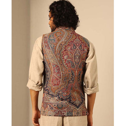 Dusala India Arjun Fine Multi-Color Wool Silk Nehru Jacket