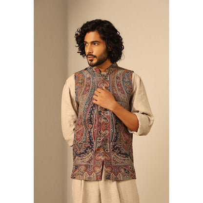 Dusala India Arjun Fine Multi-Color Wool Silk Nehru Jacket