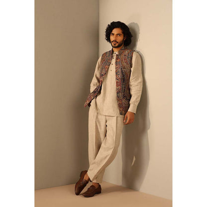 Dusala India Arjun Fine Multi-Color Wool Silk Nehru Jacket