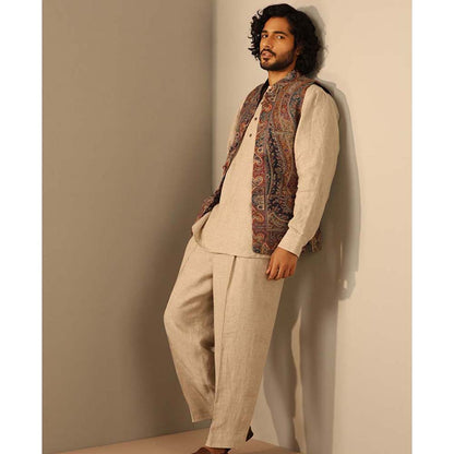 Dusala India Arjun Fine Multi-Color Wool Silk Nehru Jacket