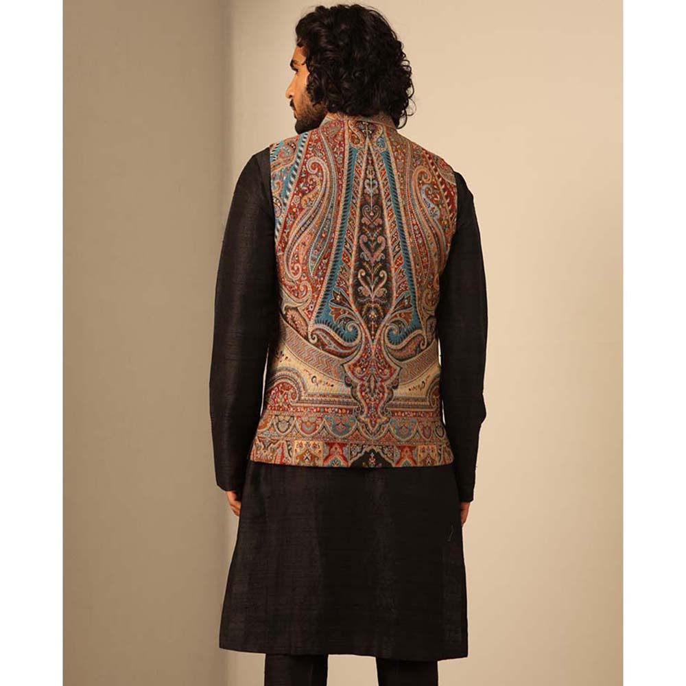 Dusala India Kian Fine Multi-Color Wool Silk Nehru Jacket