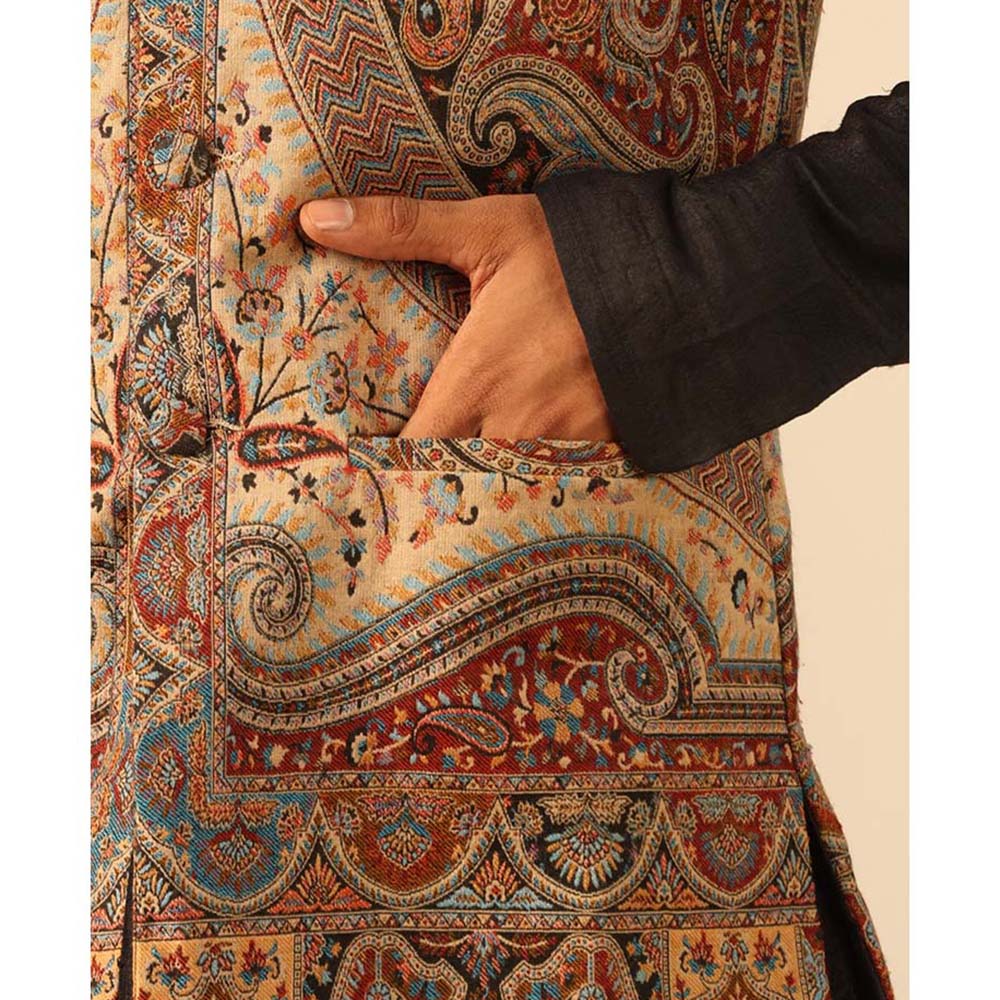 Dusala India Kian Fine Multi-Color Wool Silk Nehru Jacket