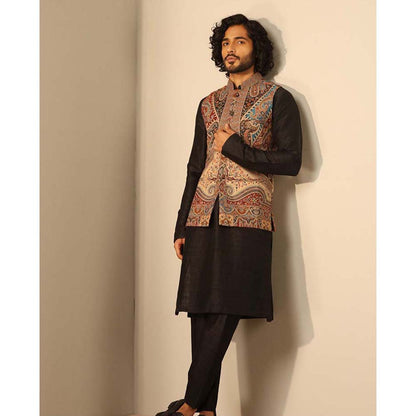 Dusala India Kian Fine Multi-Color Wool Silk Nehru Jacket
