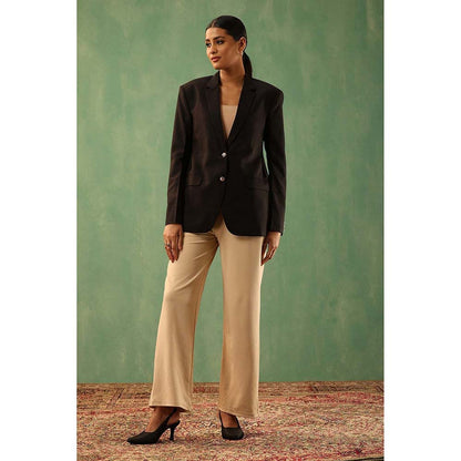 Dusala India Black Revai Solid Blazer