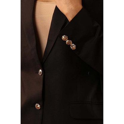 Dusala India Black Revai Solid Blazer