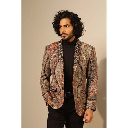 Dusala India Multi-Colour Raj Fine Wool Silk Full Blazer