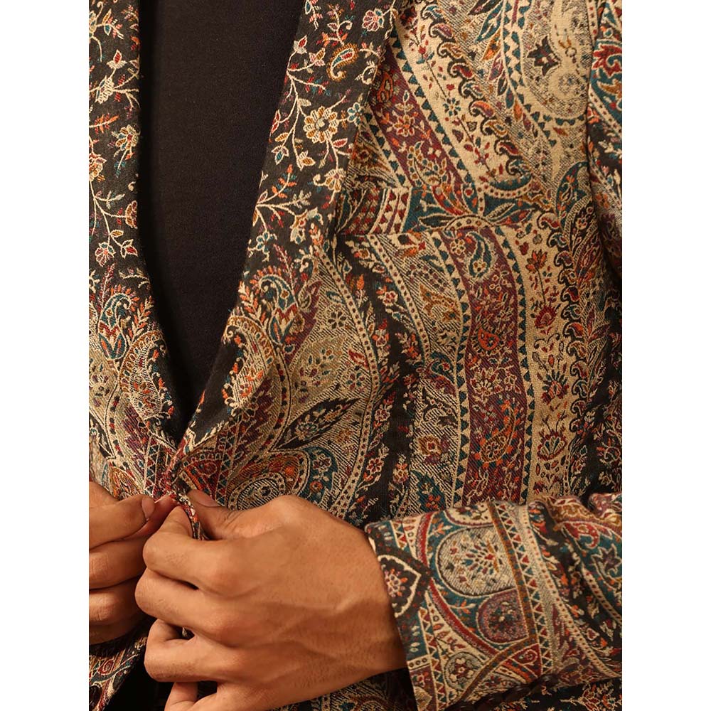 Dusala India Multi-Colour Raj Fine Wool Silk Full Blazer