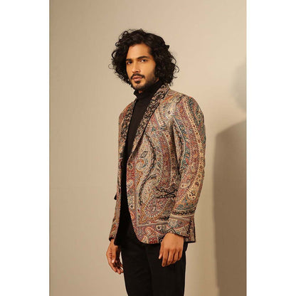 Dusala India Multi-Colour Raj Fine Wool Silk Full Blazer