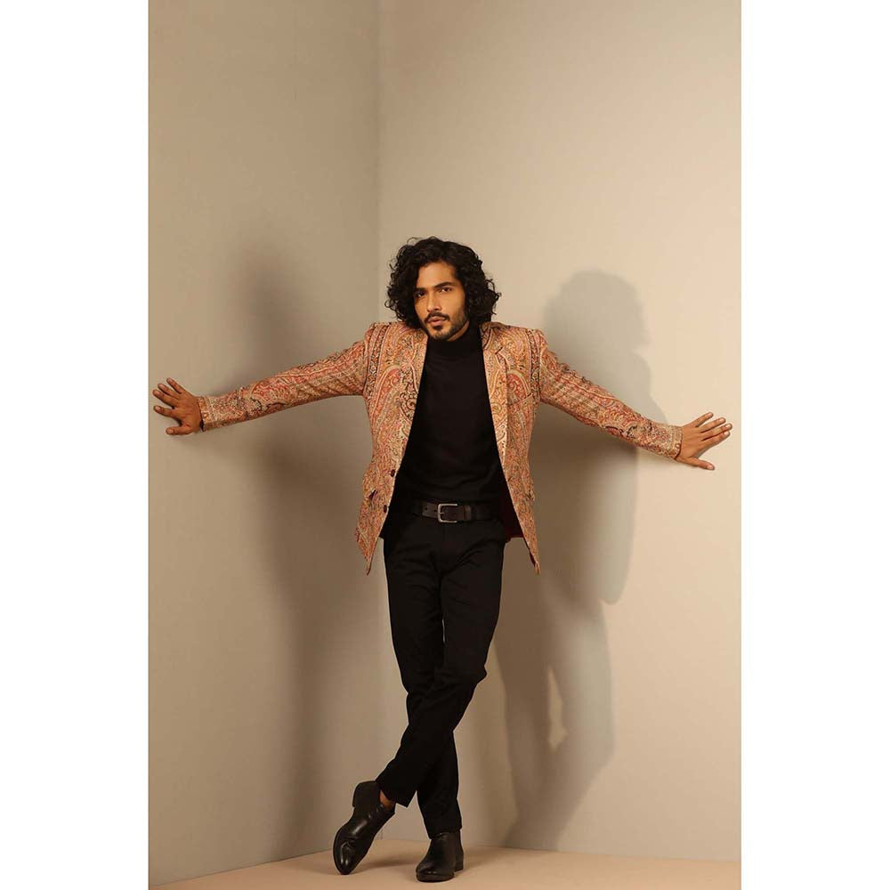 Dusala India Beige Aarav Fine Wool Silk Full Blazer