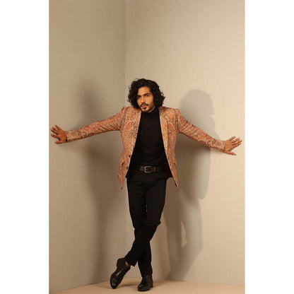 Dusala India Beige Aarav Fine Wool Silk Full Blazer