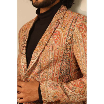 Dusala India Beige Aarav Fine Wool Silk Full Blazer