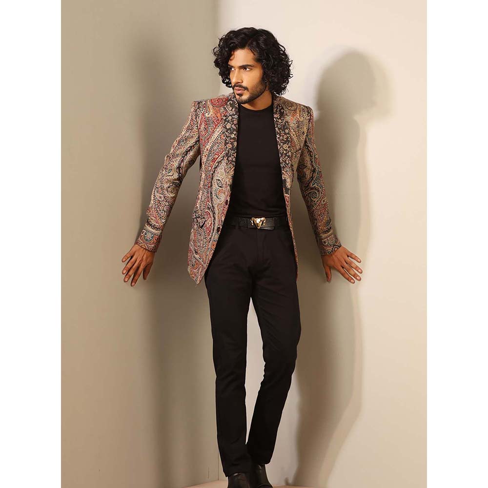 Dusala India Multi-Colour Rehan Fine Wool Silk Full Blazer
