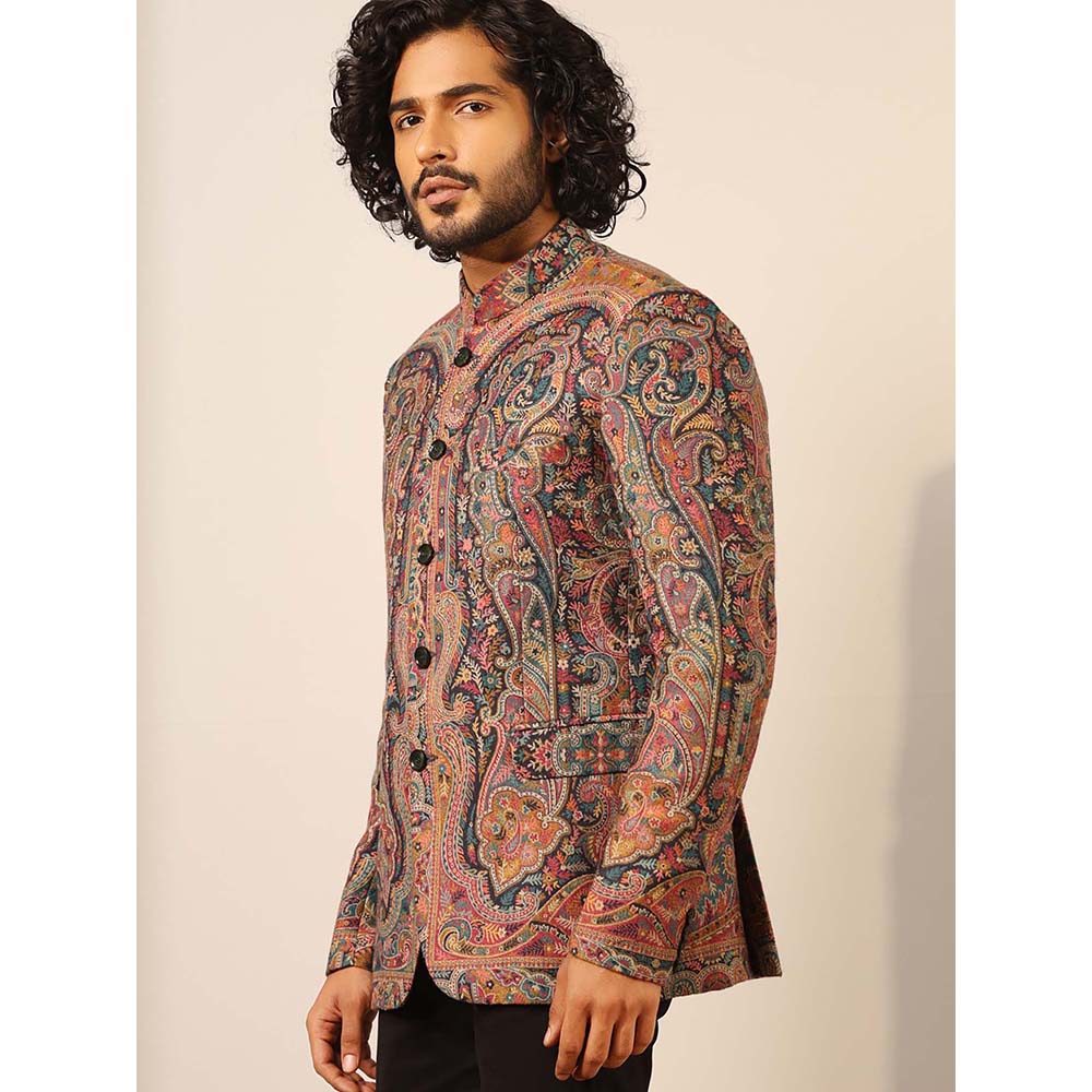 Dusala India Multi-Colour Rehan Fine Wool Silk Full Blazer