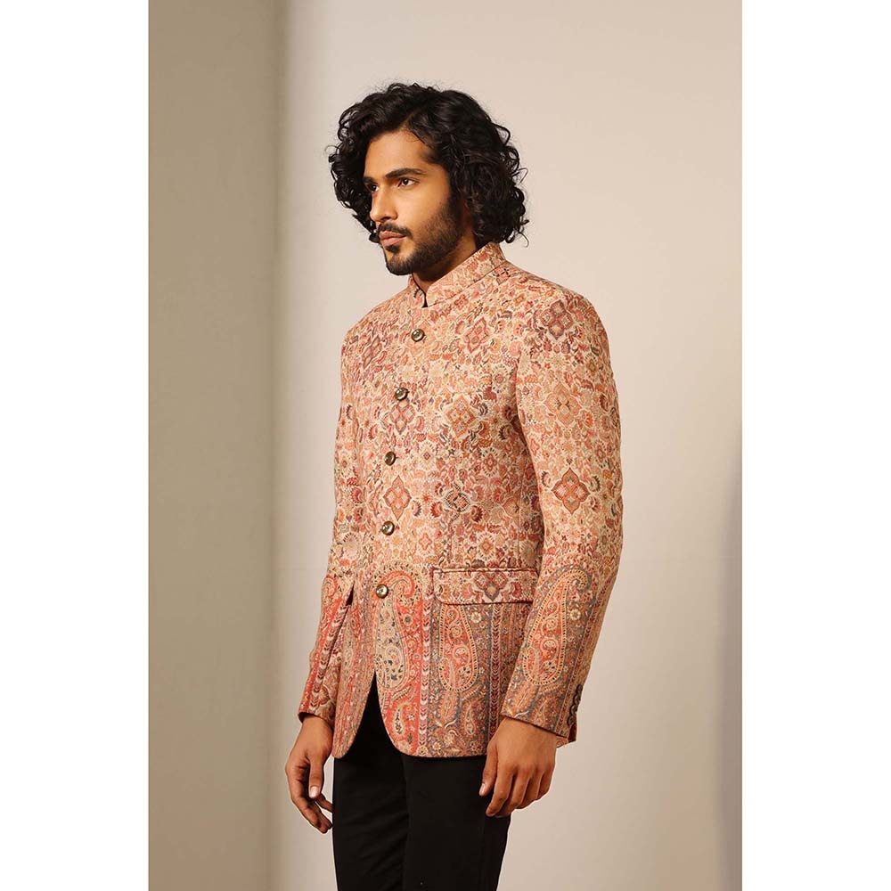 Dusala India Beige Advait Fine Wool Silk Full Blazer