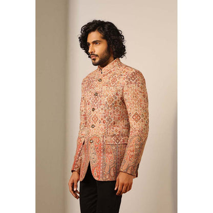 Dusala India Beige Advait Fine Wool Silk Full Blazer
