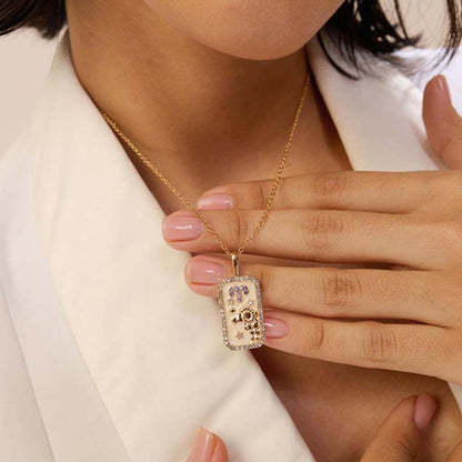 Dusala India White Aries Zodiac Pendant 18K Gold-Plated Necklace