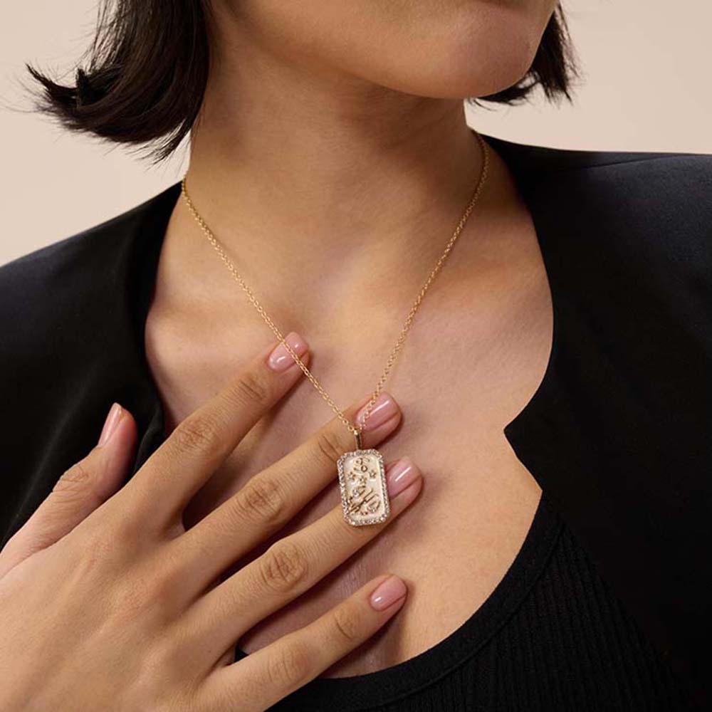 Dusala India White Cancer Zodiac Pendant 18K Gold-Plated Necklace