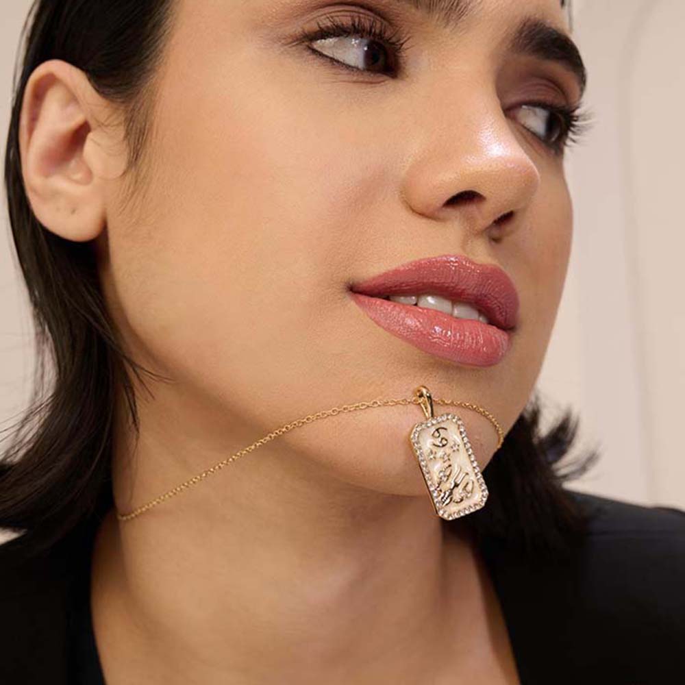 Dusala India White Cancer Zodiac Pendant 18K Gold-Plated Necklace