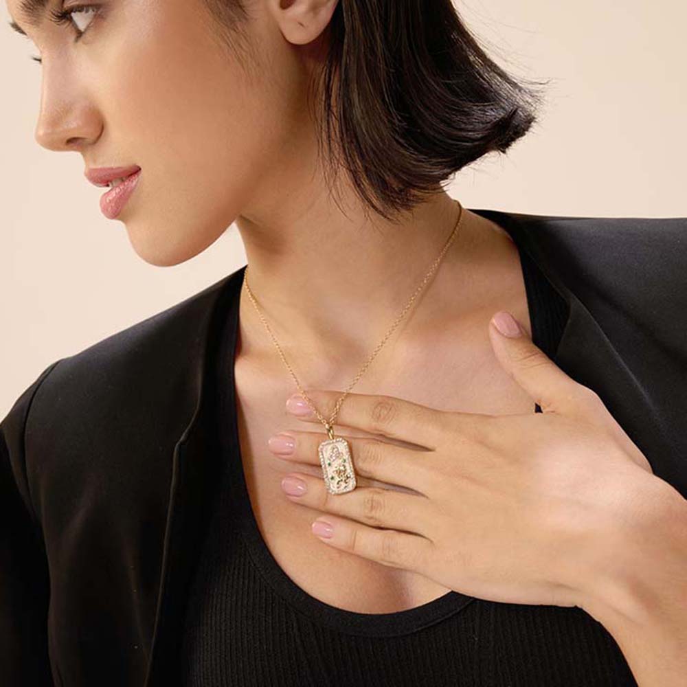 Dusala India White Leo Zodiac Pendant 18K Gold-Plated Necklace