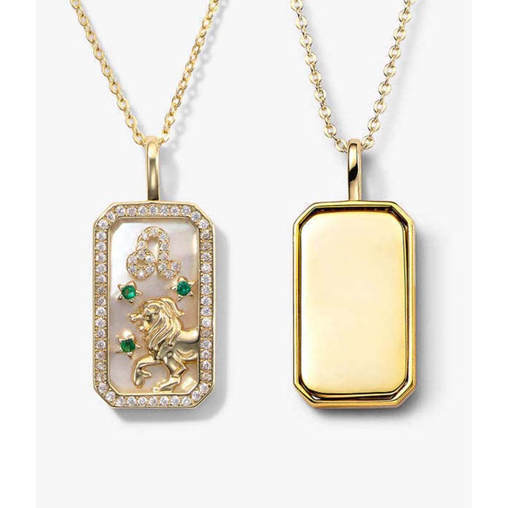 Dusala India White Leo Zodiac Pendant 18K Gold-Plated Necklace