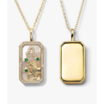 Dusala India White Leo Zodiac Pendant 18K Gold-Plated Necklace