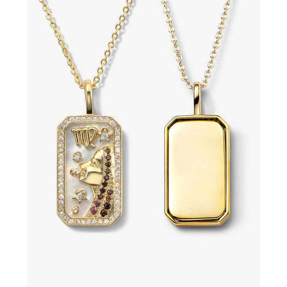 Dusala India White Virgo Zodiac Pendant 18K Gold-Plated Necklace