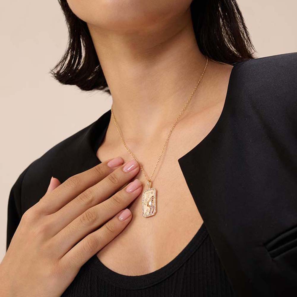 Dusala India White Virgo Zodiac Pendant 18K Gold-Plated Necklace