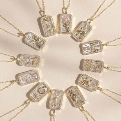 Dusala India White Virgo Zodiac Pendant 18K Gold-Plated Necklace