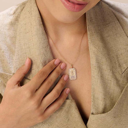 Dusala India White Libra Zodiac Pendant 18K Gold-Plated Necklace