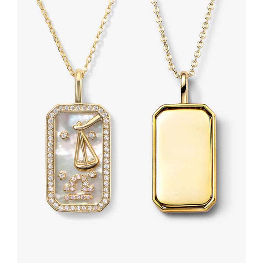 Dusala India White Libra Zodiac Pendant 18K Gold-Plated Necklace