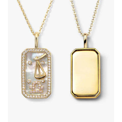 Dusala India White Libra Zodiac Pendant 18K Gold-Plated Necklace