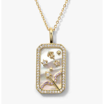 Dusala India White Sagittarius Zodiac Pendant 18K Gold-Plated Necklace