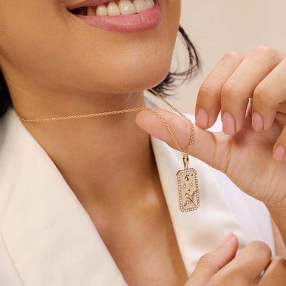 Dusala India White Sagittarius Zodiac Pendant 18K Gold-Plated Necklace