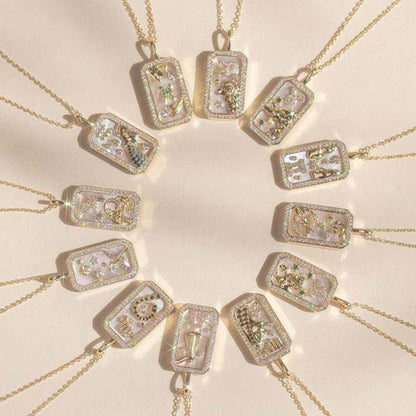 Dusala India White Sagittarius Zodiac Pendant 18K Gold-Plated Necklace