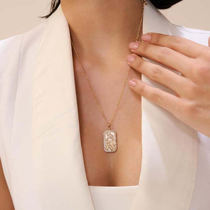 Dusala India White Capricorn Zodiac Pendant 18K Gold-Plated Necklace