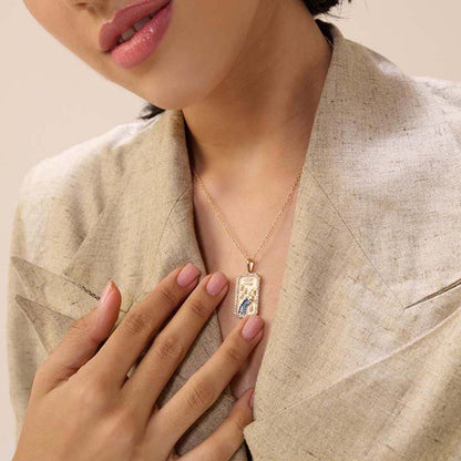 Dusala India White Aquarius Zodiac Pendant 18K Gold-Plated Necklace