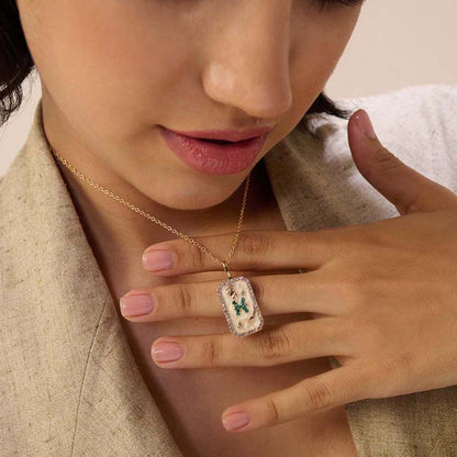 Dusala India White Pisces Zodiac Pendant 18K Gold-Plated Necklace