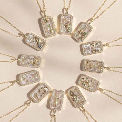 Dusala India White Pisces Zodiac Pendant 18K Gold-Plated Necklace