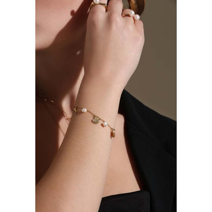 Dusala India White Pearl Beach Charm Bracelet