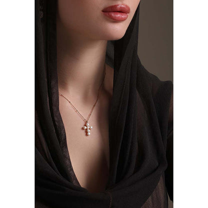 Dusala India White Cross Grace Necklace